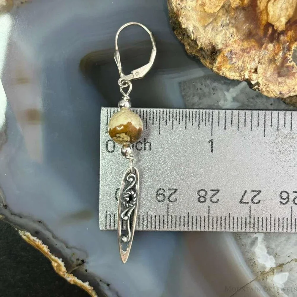 Carolyn Pollack Sterling Picture Jasper Bead Decorated Dangle Earrings For Women